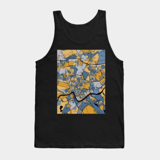 Kraków Map Pattern in Blue & Gold Tank Top